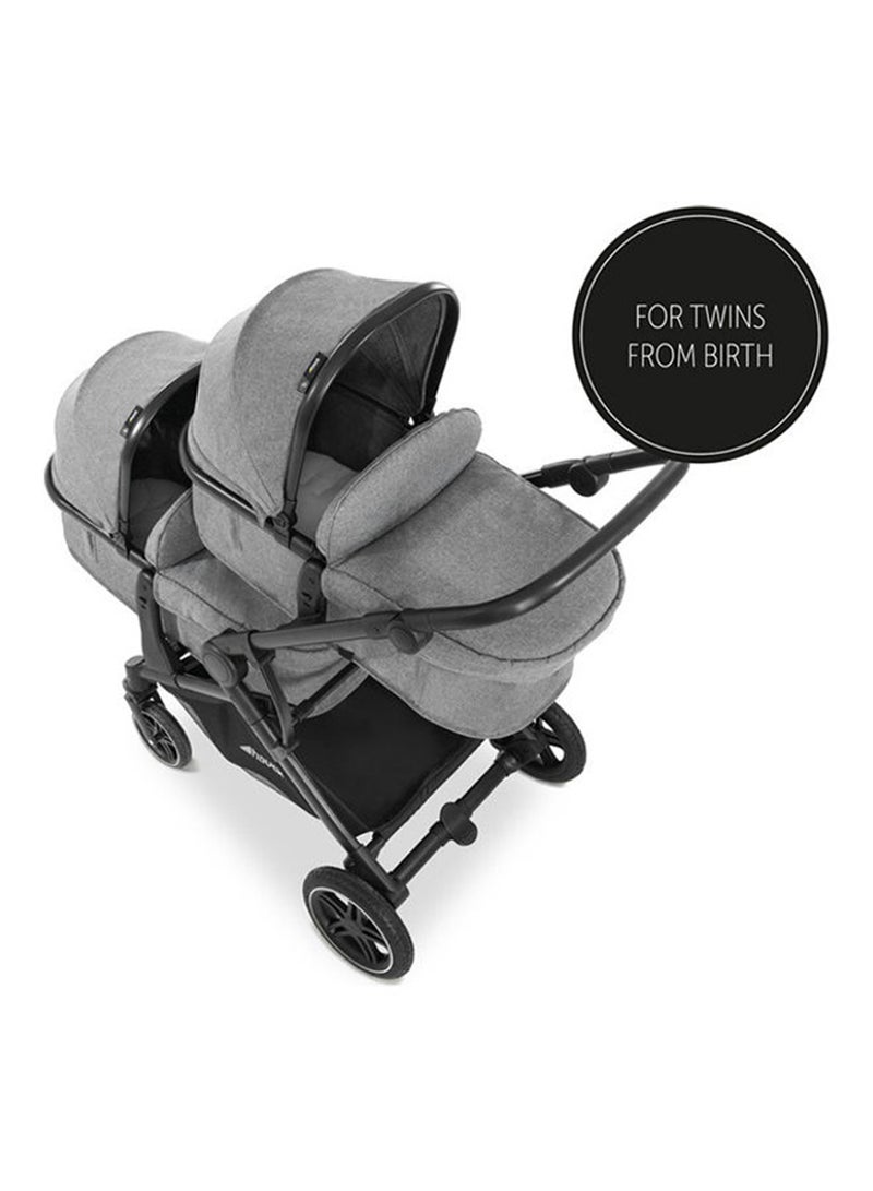 hauck - Atlantic Double Pushchair, Greybaby And Toddler Tandem, Reversible Seat, Compact And Foldable, With Raincover - Image 1