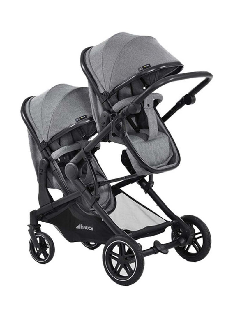 hauck - Atlantic Double Pushchair, Greybaby And Toddler Tandem, Reversible Seat, Compact And Foldable, With Raincover - Image 1