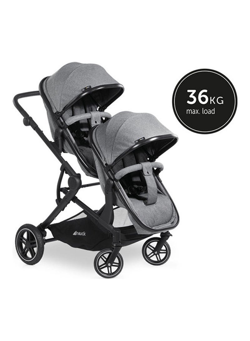hauck - Atlantic Double Pushchair, Greybaby And Toddler Tandem, Reversible Seat, Compact And Foldable, With Raincover - Image 1