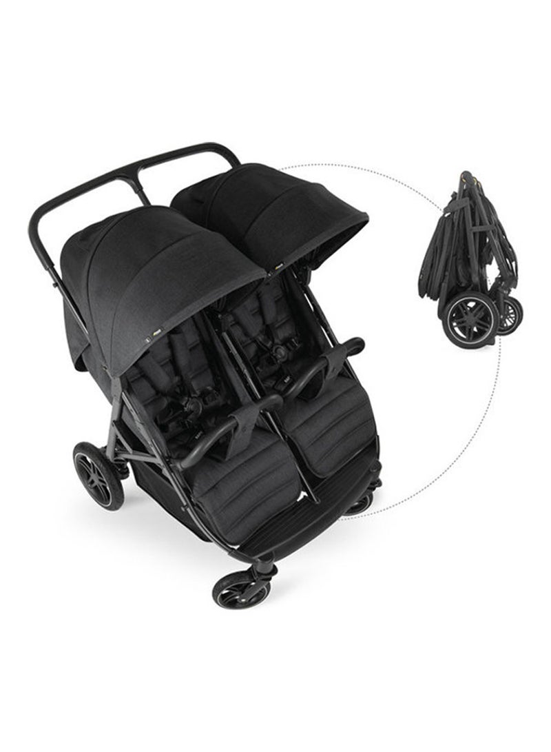 hauck - Uptown Duo Twin Push Chair, Melange Blackside By Side Double, 77Cm Wide, Up To 36Kg, Compact, With Raincover - Image 1