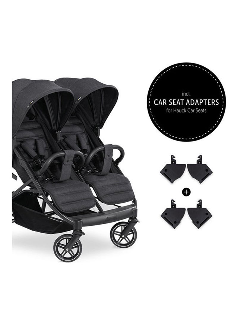 hauck - Uptown Duo Twin Push Chair, Melange Blackside By Side Double, 77Cm Wide, Up To 36Kg, Compact, With Raincover - Image 1