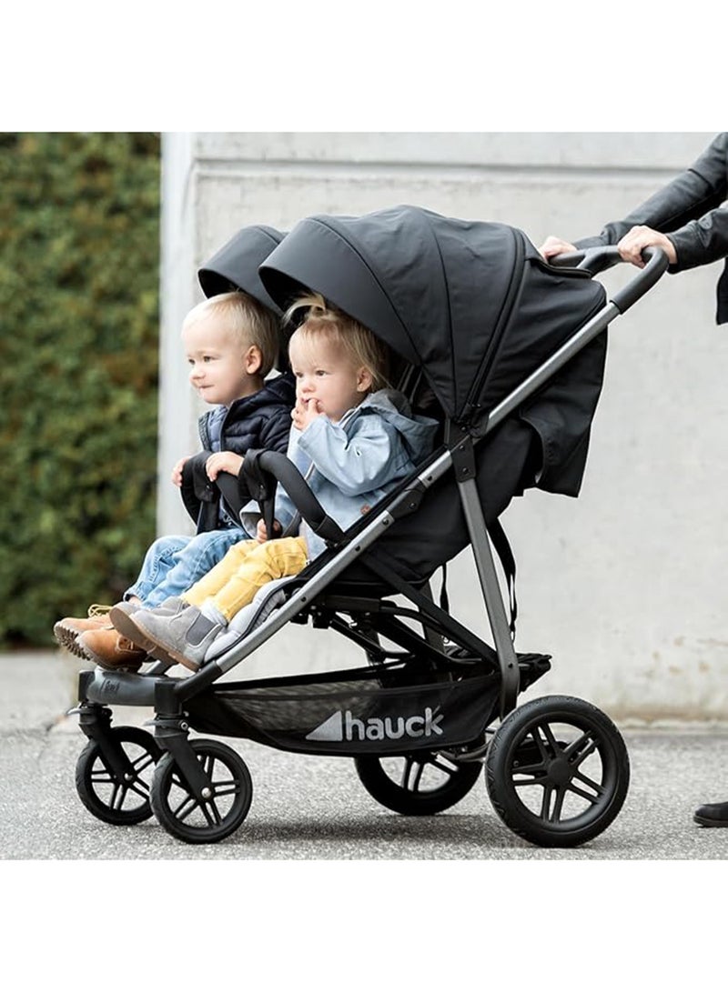 hauck - Uptown Duo Twin Push Chair, Melange Blackside By Side Double, 77Cm Wide, Up To 36Kg, Compact, With Raincover - Image 1