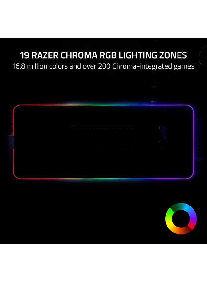 RAZER - Razer Strider Chroma Hybrid Gaming Mouse Mat, 19 Razer Chroma RGB Lighting Zones, Extended Size, Anti slip Base, Warp and Water resistant, Seamless Edges - Black - Image 1