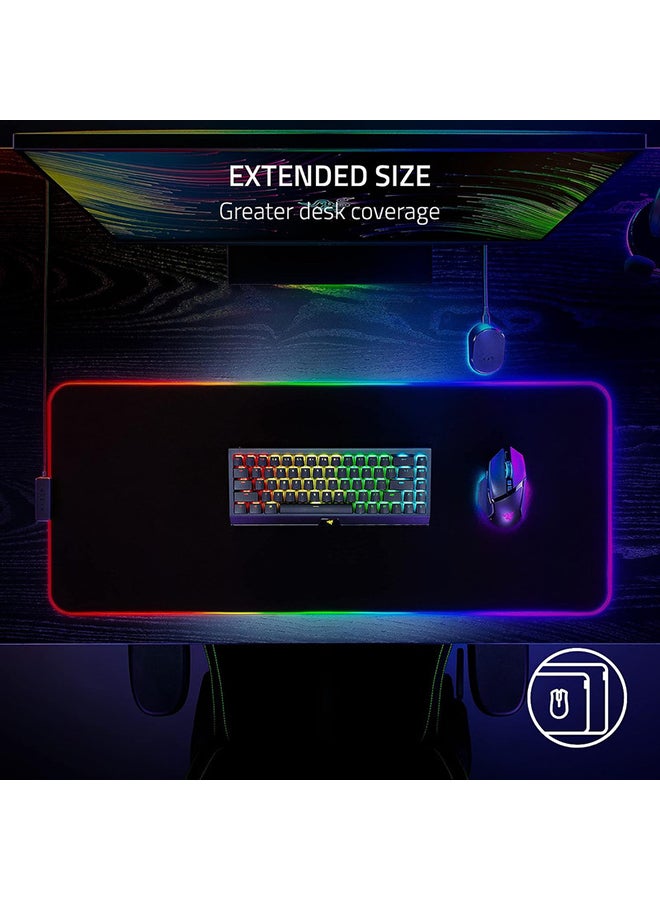 RAZER - Razer Strider Chroma Hybrid Gaming Mouse Mat, 19 Razer Chroma RGB Lighting Zones, Extended Size, Anti slip Base, Warp and Water resistant, Seamless Edges - Black - Image 1