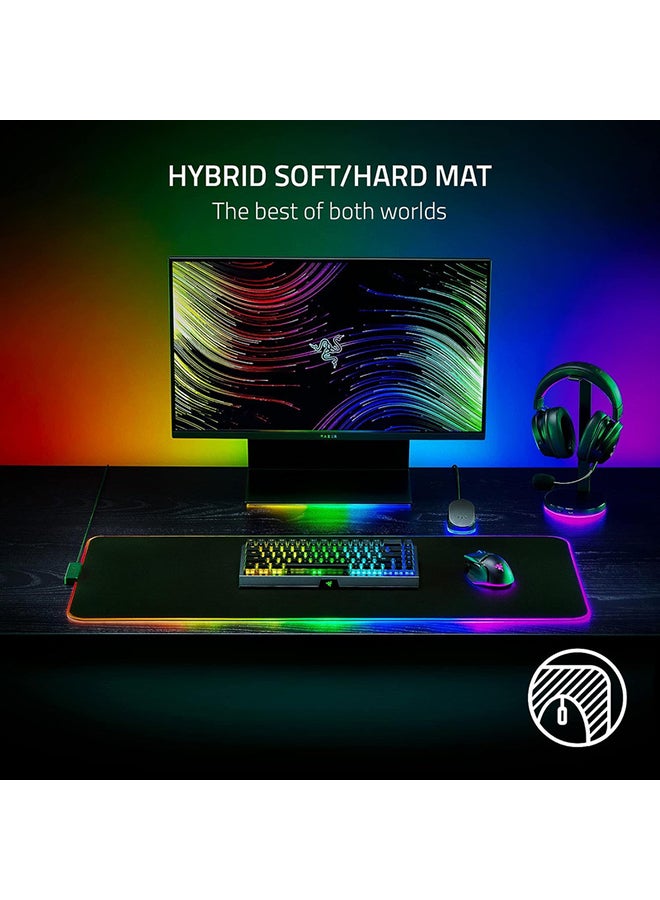 RAZER - Razer Strider Chroma Hybrid Gaming Mouse Mat, 19 Razer Chroma RGB Lighting Zones, Extended Size, Anti slip Base, Warp and Water resistant, Seamless Edges - Black - Image 1