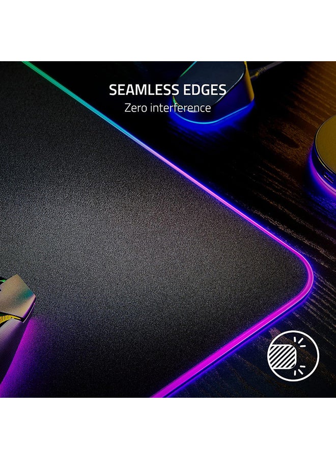 RAZER - Razer Strider Chroma Hybrid Gaming Mouse Mat, 19 Razer Chroma RGB Lighting Zones, Extended Size, Anti slip Base, Warp and Water resistant, Seamless Edges - Black - Image 1