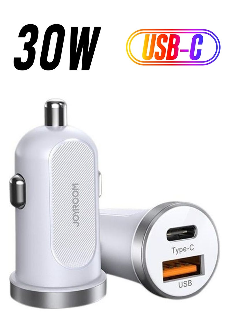 JOYROOM - C-A08 Mini Dual-Port 30W Smart Car Charger White - Image 1