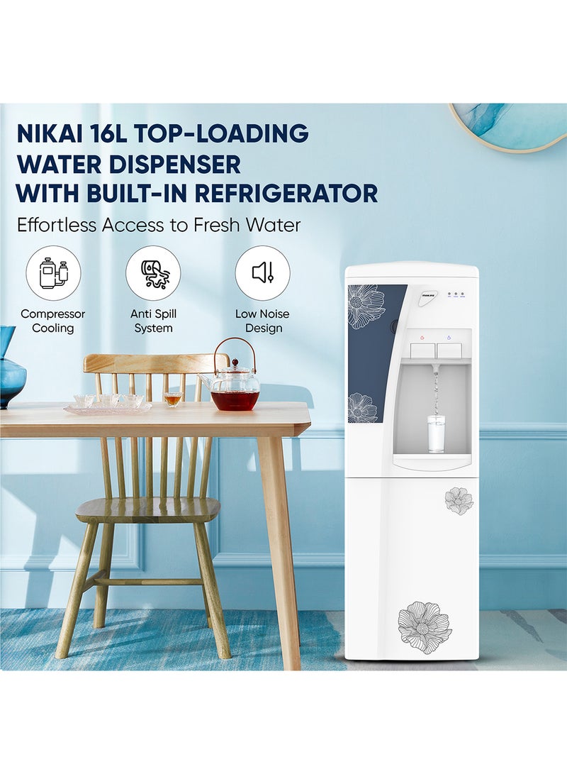 NIKAI - Hot & Cold-Water Dispenser with 16L Storage Refrigerator | High-Efficiency Compressor Cooling | Anti-Bacterial Stainless-Steel Tank | Low Noise & Anti-Spill Design | Paper Cup Storage NWD1206NK White - Image 1