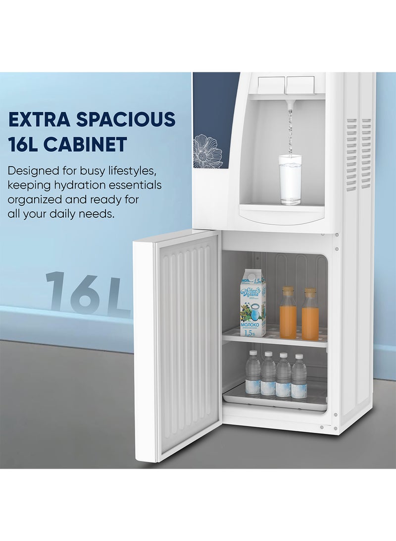 NIKAI - Hot & Cold-Water Dispenser with 16L Storage Refrigerator | High-Efficiency Compressor Cooling | Anti-Bacterial Stainless-Steel Tank | Low Noise & Anti-Spill Design | Paper Cup Storage NWD1206NK White - Image 1
