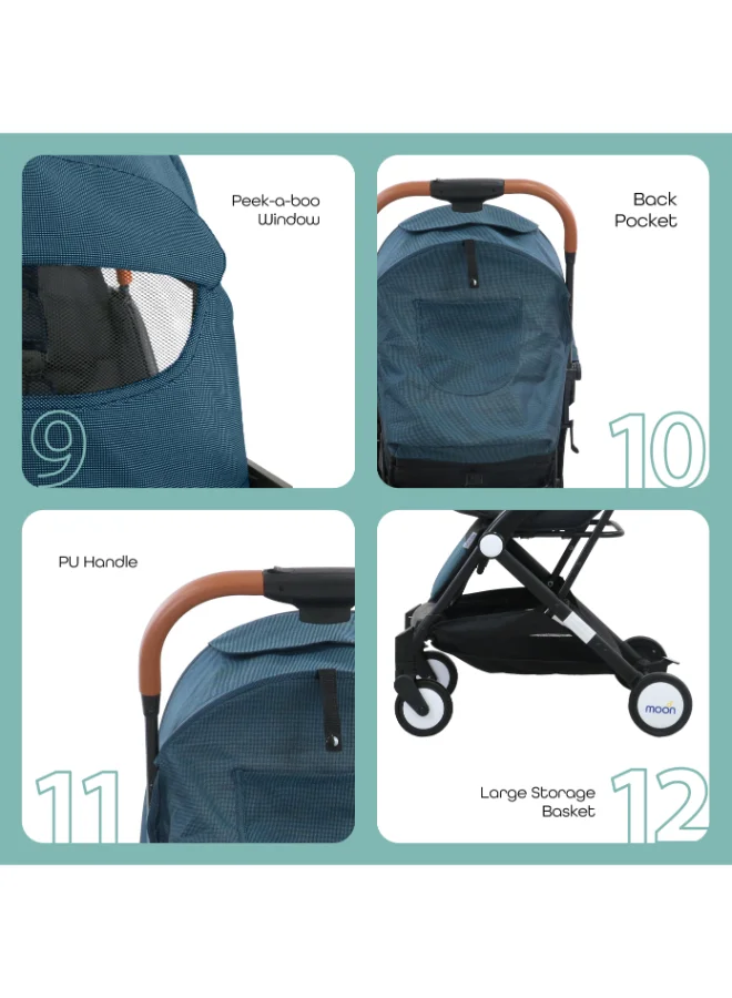 Moon Ritzi - Cabin Stroller - Black/Blue Dots