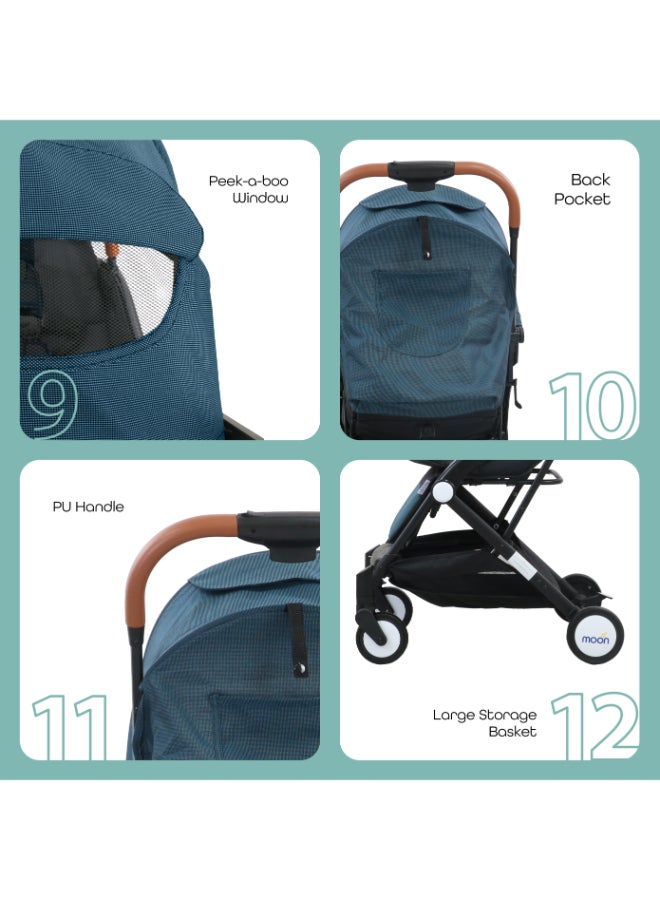 Moon - Ritzi - Cabin Stroller - Black/Blue Dots - Image 1