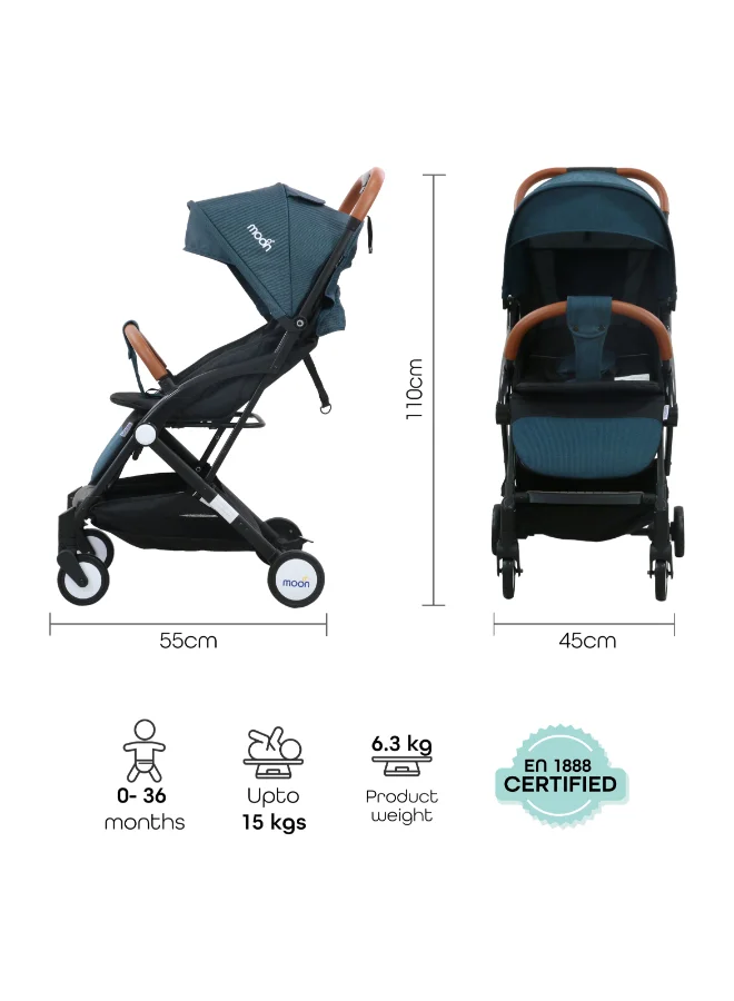 Moon Ritzi - Cabin Stroller - Black/Blue Dots