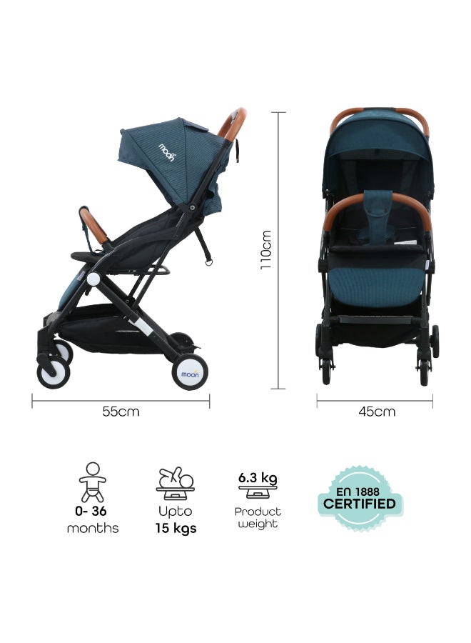 Moon - Ritzi - Cabin Stroller - Black/Blue Dots - Image 1