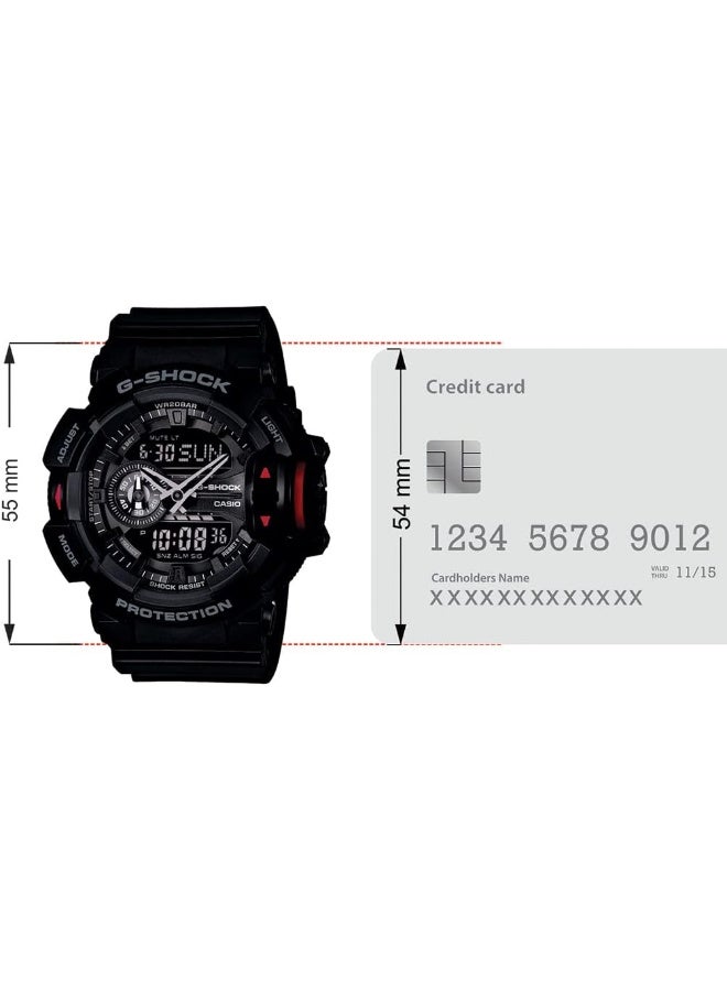 ساعة يد انالوج بلس رقمية دائرية مقاومة للماء GA-400-1BDR