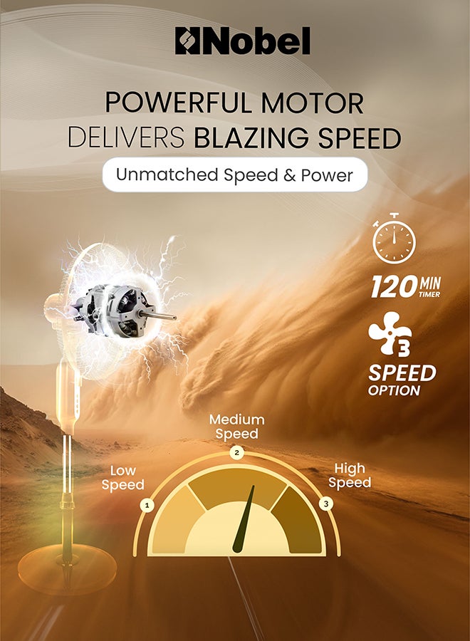 نوبل مروحة عمودية مقاس 16 بوصة بـ5 ريش مع جهاز تحكم عن بعد 40 W NF150 أسود - Image 4