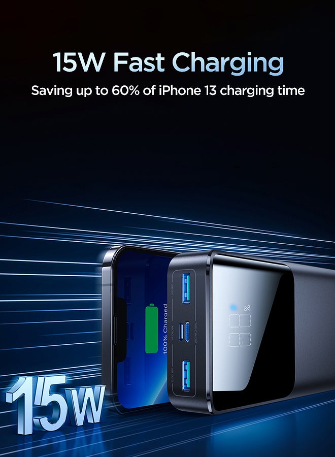 جوي روم JR-T013 15W 20000mAh باور بانك سريع شاشة LED شاحن بطارية خارجي 20000 mAh أسود  - Image 3