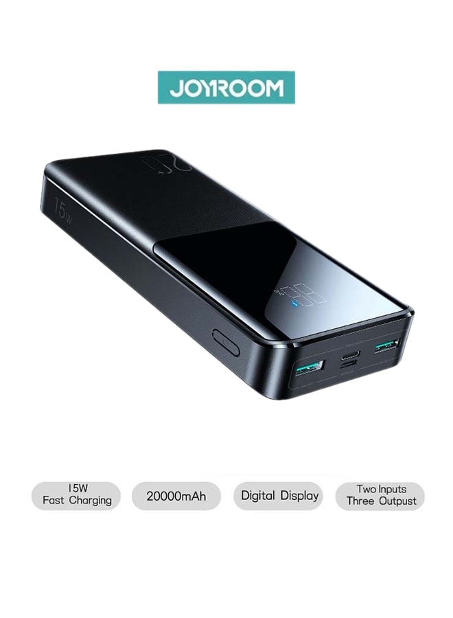 جوي روم JR-T013 15W 20000mAh باور بانك سريع شاشة LED شاحن بطارية خارجي 20000 mAh أسود  - Image 1