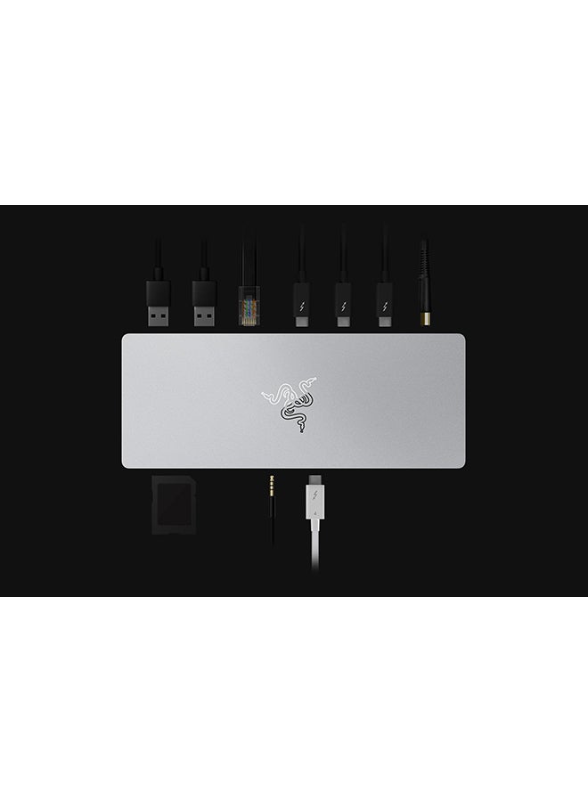RAZER - Thunderbolt 4 Dock Chroma - Premium Hub with RGB Lighting for Windows and Mac (10 Ports in One, Output to Two 4K Monitors or One 8K Monitor) - Mercury - Image 1