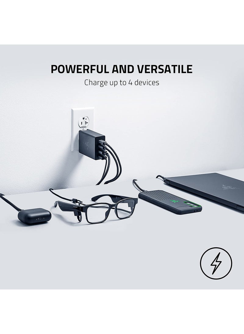 ريزر - شاحن باور هاوس جان محمول بمنفذ USB-C وقدرة 130 وات: صغير وقوي: يشحن سريعاً ما يصل إلى 4 أجهزة مع إمكانية التنقل ويضمن توصيل طاقة أكثر أماناً - بلون أسود - Image 1