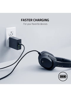 RAZER Razer USB-C 130W GaN Charger: 4 Ports - Super Fast Charging for Laptops, MacBook, iPad, iPhone, Samsung Galaxy - Charge Multiple Devices - Compact & Travel Ready - International Plugs Included - Black  - Image 4