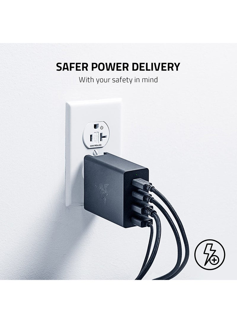 ريزر - شاحن باور هاوس جان محمول بمنفذ USB-C وقدرة 130 وات: صغير وقوي: يشحن سريعاً ما يصل إلى 4 أجهزة مع إمكانية التنقل ويضمن توصيل طاقة أكثر أماناً - بلون أسود - Image 1