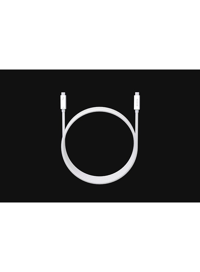 RAZER - Thunderbolt 4 Cable (2.0m / 6.56ft): Up to 40 Gigabits Per Second - Up to 8K Resolutions  - Up to 100W Charging - Compatible with Windows PC/Mac/Thunderbolt 3 Devices - White - Image 1