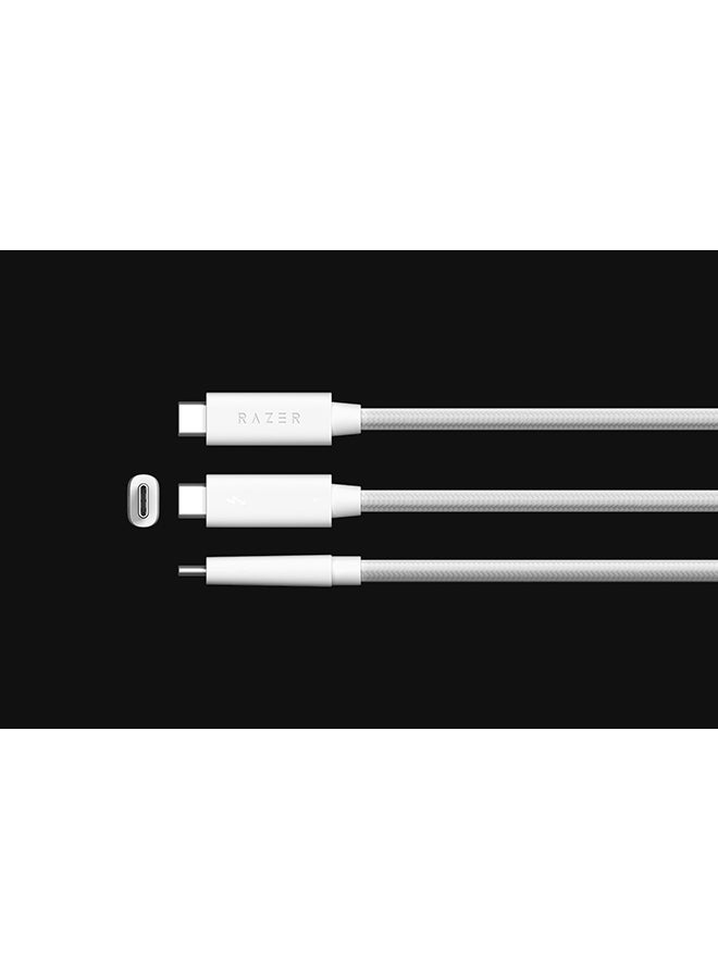 RAZER - Thunderbolt 4 Cable (2.0m / 6.56ft): Up to 40 Gigabits Per Second - Up to 8K Resolutions  - Up to 100W Charging - Compatible with Windows PC/Mac/Thunderbolt 3 Devices - White - Image 1