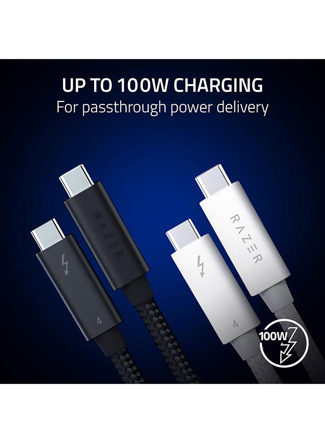 RAZER - Thunderbolt 4 Cable (2.0m / 6.56ft): Up to 40 Gigabits Per Second - Up to 8K Resolutions  - Up to 100W Charging - Compatible with Windows PC/Mac/Thunderbolt 3 Devices - White - Image 1