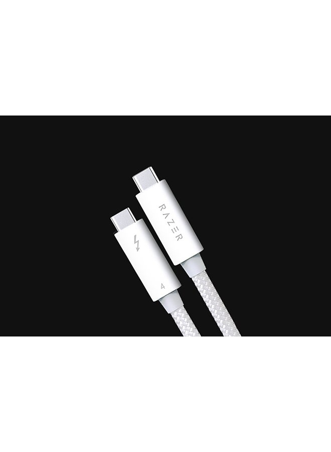RAZER - Thunderbolt 4 Cable (2.0m / 6.56ft): Up to 40 Gigabits Per Second - Up to 8K Resolutions  - Up to 100W Charging - Compatible with Windows PC/Mac/Thunderbolt 3 Devices - White - Image 1