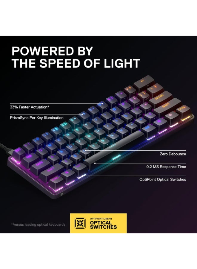 steelseries Apex 9 Mini - Mechanical Gaming Keyboard – Optical Switches – 2-Point Actuation – Compact Esports Mini 60% Form Factor – Hotswappable Switches - American QWERTY Layout - Image 3