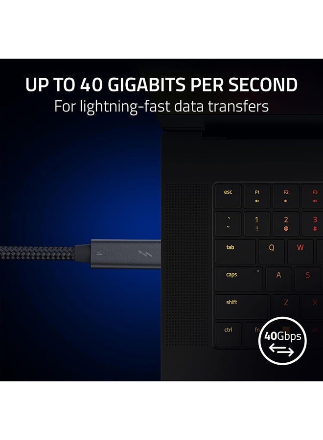 RAZER - Thunderbolt 4 Cable (0.8m / 2.5ft): Up to 40 Gigabits Per Second - Up to 8K Resolutions - Up to 100W Charging - Compatible with Windows PC/Mac/Thunderbolt 3 Devices - Black - Image 1