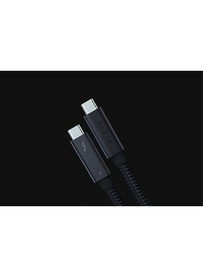 RAZER - Thunderbolt 4 Cable (0.8m / 2.5ft): Up to 40 Gigabits Per Second - Up to 8K Resolutions - Up to 100W Charging - Compatible with Windows PC/Mac/Thunderbolt 3 Devices - Black - Image 1