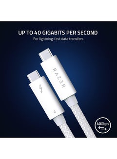RAZER Thunderbolt 4 Cable (0.8m / 2.5ft): Up to 40 Gigabits Per Second - Up to 8K Resolutions - Up to 100W Charging - Compatible with Windows PC/Mac/Thunderbolt 3 Devices - White  - Image 2