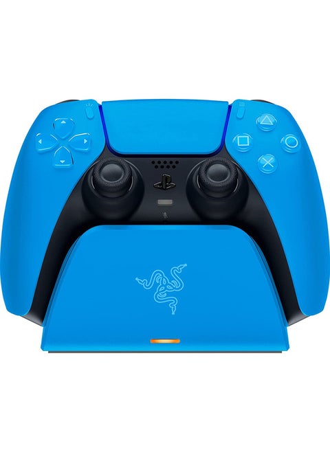 Razer Quick Charging Stand for PlayStation 5, Quick Charge, Curved Cradle Design, Matches PS5 DualSense Wireless Controller, One-Handed Navigation, USB Powered - Blue (Controller Sold Separately)