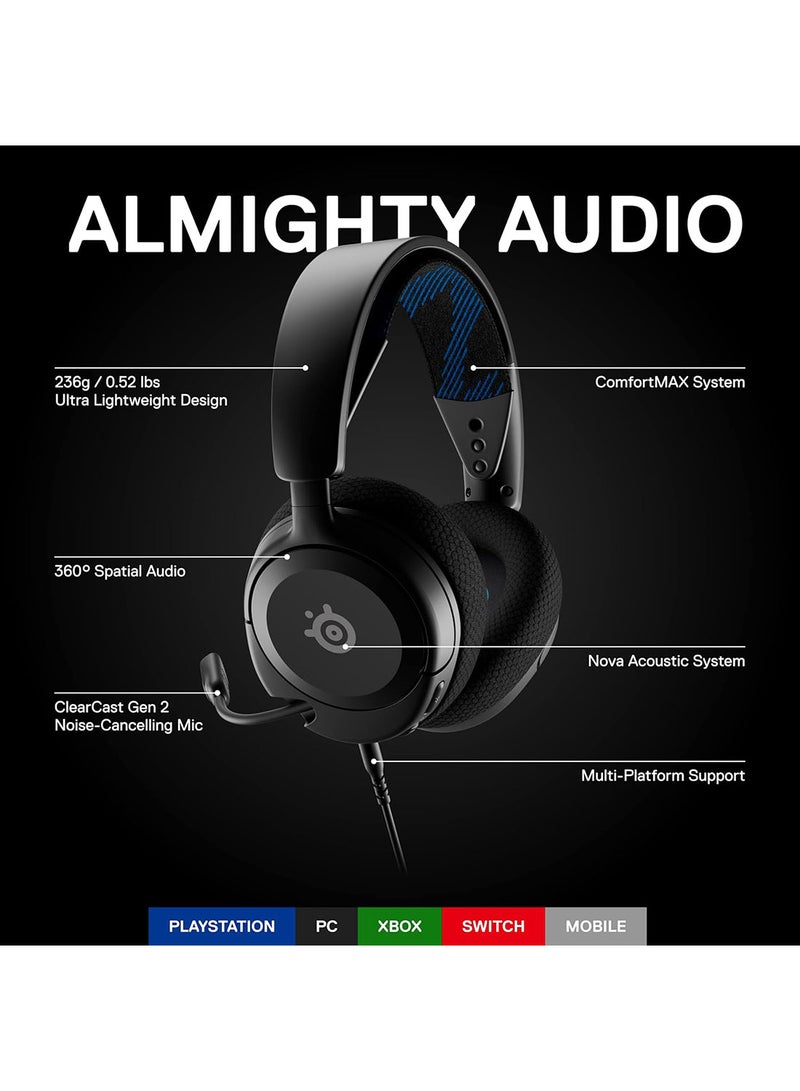 steelseries - Arctis Nova 1P Multi-System Gaming Headset, Hi-Fi Drivers, 360° Spatial Audio, AirWeave Memory Foam Ear Cushions, Lightweight, PS5, PS4, PC, Xbox, Black | 61611 - Image 1