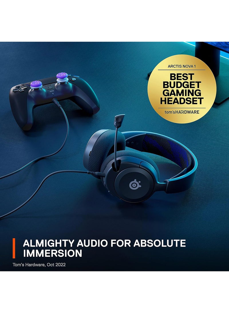 steelseries - Arctis Nova 1P Multi-System Gaming Headset, Hi-Fi Drivers, 360° Spatial Audio, AirWeave Memory Foam Ear Cushions, Lightweight, PS5, PS4, PC, Xbox, Black | 61611 - Image 1