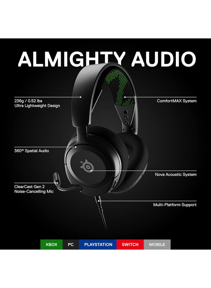 steelseries - Arctis Nova 1X Multi-System Gaming Headset, Hi-Fi Drivers , 360° Spatial Audio, AirWeave Memory Foam Ear Cushions, Lightweight, Xbox, PC, PS5, PS4, Black | 61616 - Image 1