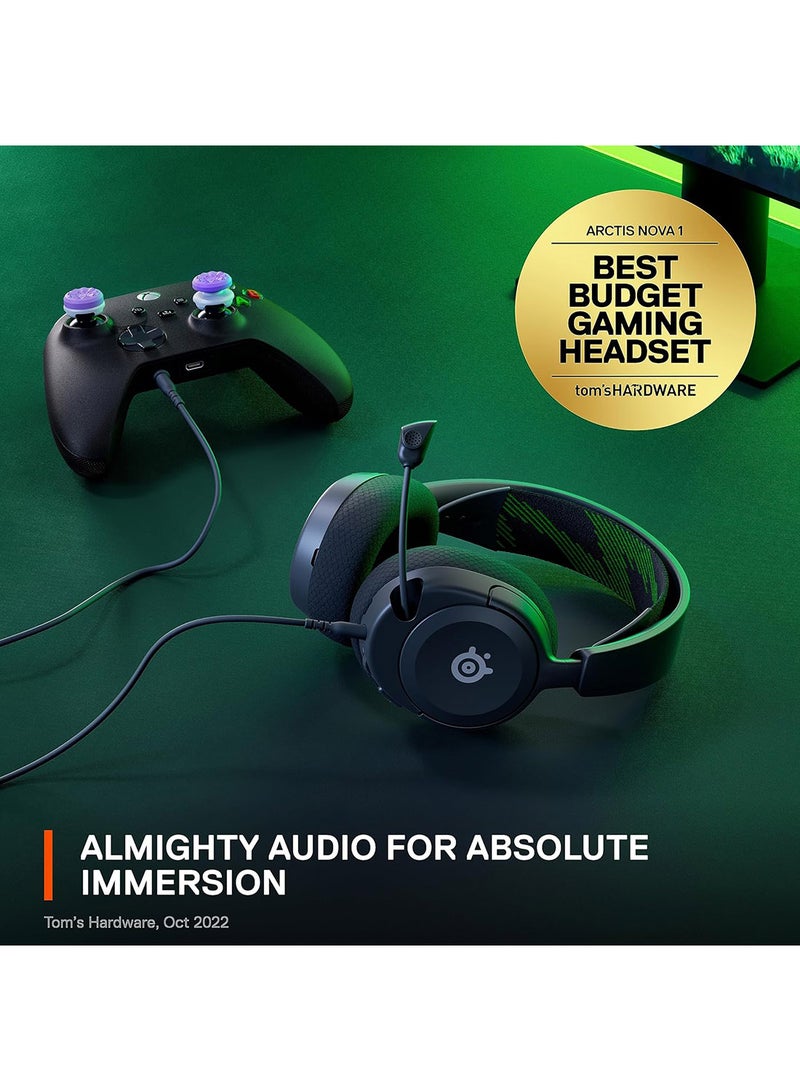 steelseries - Arctis Nova 1X Multi-System Gaming Headset, Hi-Fi Drivers , 360° Spatial Audio, AirWeave Memory Foam Ear Cushions, Lightweight, Xbox, PC, PS5, PS4, Black | 61616 - Image 1