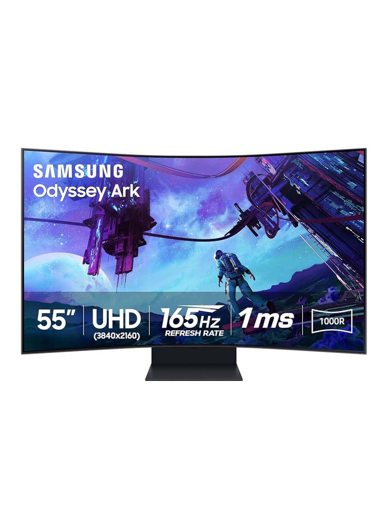 سامسونج 55 بوصة أوديسي آرك 4K UHD 165 هرتز 1 مللي ثانية Quantum Mini-LED، انحناء 1000R، تقنية Quantum Matrix، تقنية Sound Dome، شاشة ألعاب منحنية باللون الأسود لون أسود - Image 1