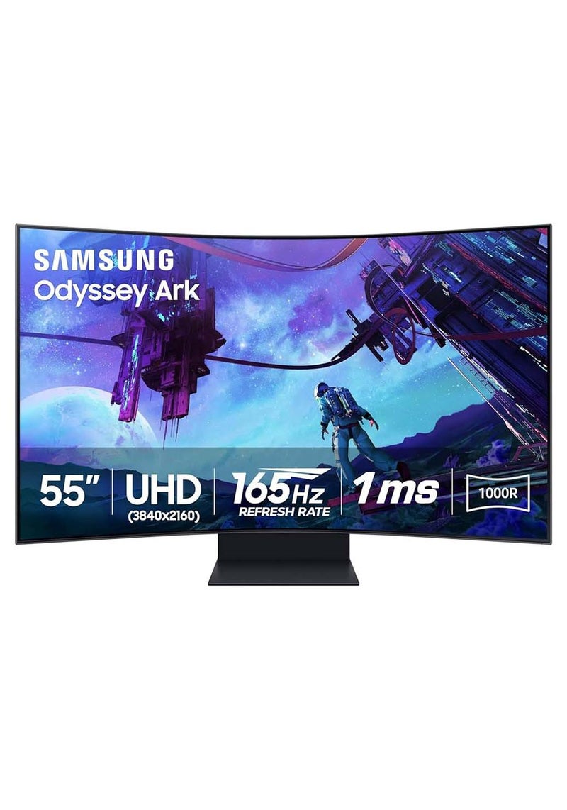 Samsung 55 Inch Odyssey Ark 4K UHD 165Hz 1ms Quantum Mini-LED, 1000R curvature, Quantum Matrix Technology, Sound Dome Technology, Curved Gaming Monitor Black - Image 1