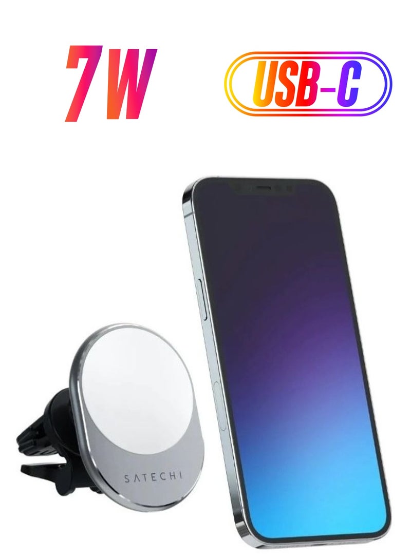 SATECHI Magnetic Wireless Car Charger - Qi Wireless Charging 7.5W Air Vent Mount Space Grey - Image 1