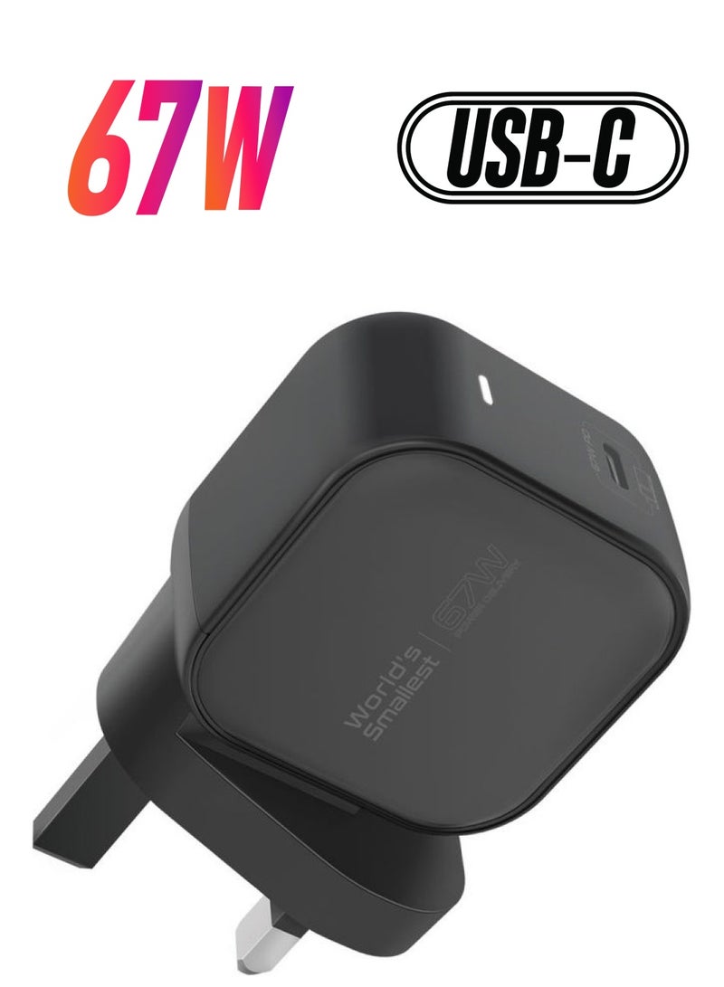 iPhone Charger, 67W Super-Speed USB-C GaNFast Charger Black Black