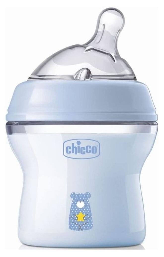 شيكو زجاجة رضاعة مضادة للمغص ذات ملمس طبيعي من عمر 0 أشهر فما فوق زجاجة أطفال سعة 150 مل مع حلمة من السيليكون الناعم والمرن مناسبة للرضاعة الطبيعية المختلطة وتدفق بطيء - Image 1