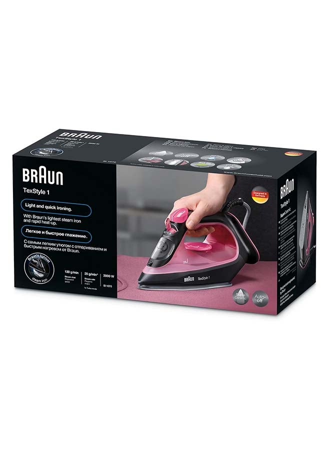 BRAUN Steam Iron, 25 Steam rate/130g Steam Shot per Minute, Super Ceramic Soleplate, Self Clean, Anti Drip, Water Spray, 50% Energy Saving, Auto Off, 220 ml 2000 W SI 1070 Pink & Black 220 ml 2000 W SI1070PU Pink & Black - Image 4
