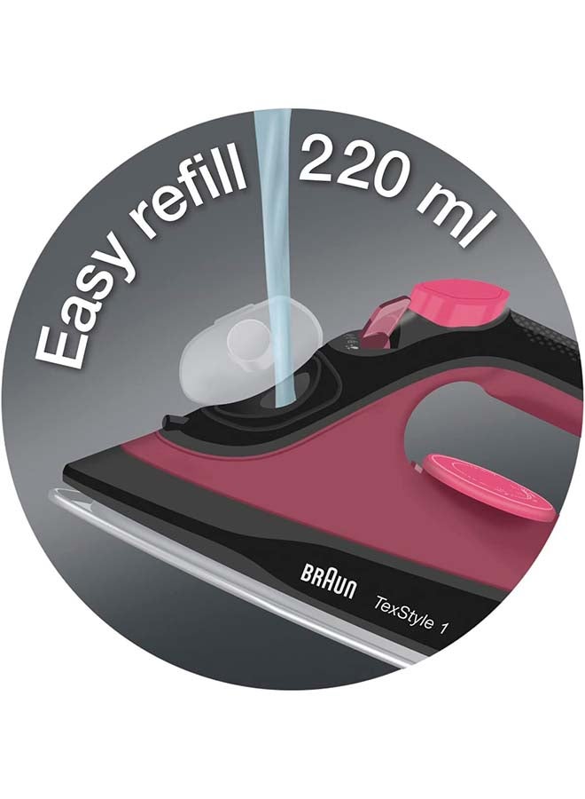 BRAUN Steam Iron, 25 Steam rate/130g Steam Shot per Minute, Super Ceramic Soleplate, Self Clean, Anti Drip, Water Spray, 50% Energy Saving, Auto Off, 220 ml 2000 W SI 1070 Pink & Black 220 ml 2000 W SI1070PU Pink & Black - Image 5