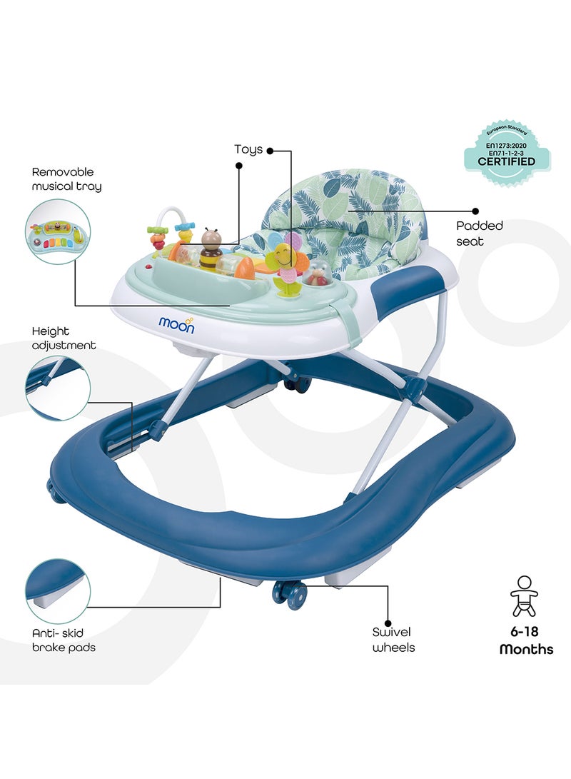 Moon - Chase Walker - 6 Months To 18 Months, Removable Music Box, Well Padded Seat, Strong Metal Frame - Blue - Image 1