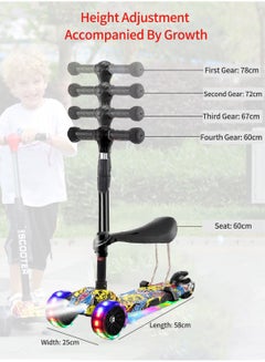Kidle 3 In 1 Flashing Wheel And Adjustable Height Foldable Scooter  - Image 2