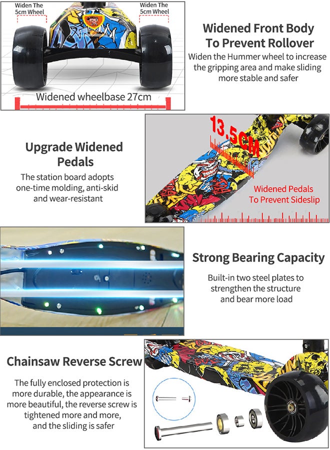 Kidle - 3 In 1 Flashing Wheel And Adjustable Height Foldable Scooter - Image 1