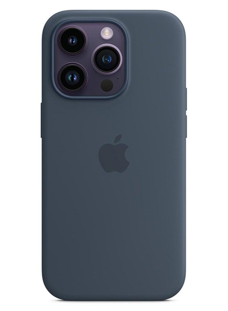 ابل  غطاء حماية من السيليكون مع ماج سيف لهاتف آيفون 14 برو أزرق ستورم - Image 1