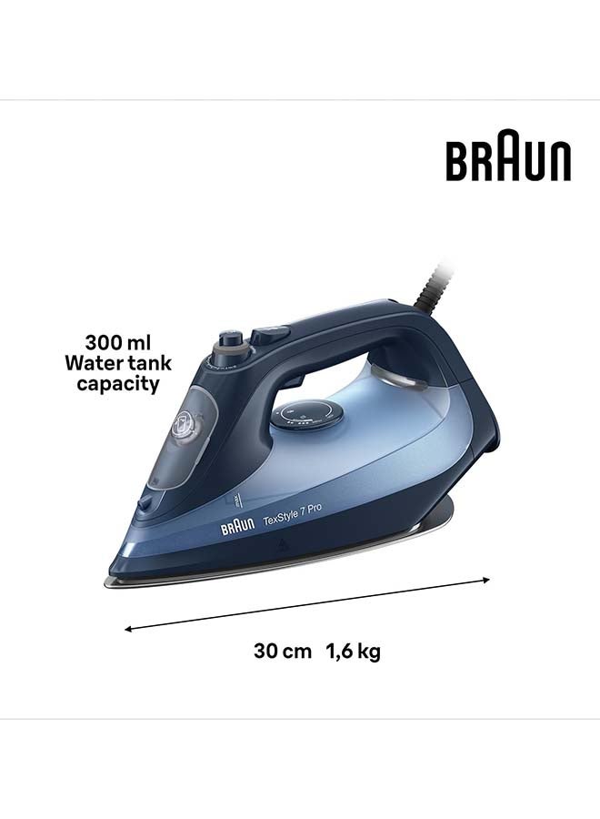 براون مكواة بخار، قاعدة ثلاثية الأبعاد، دفعة بخار 225 جرام في الدقيقة، مضادة للتقطير، تنظيف ذاتي، مضادة للتكلس 300 ml 3000 W SI7160BL أزرق - Image 4